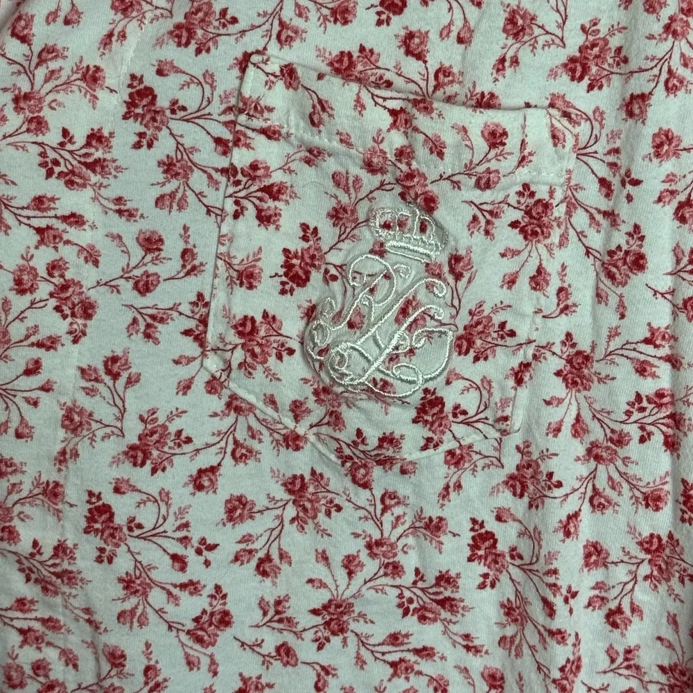 Lauren Ralph Lauren Floral Pajama Set Women’s Large Red White Cotton Sleepwear